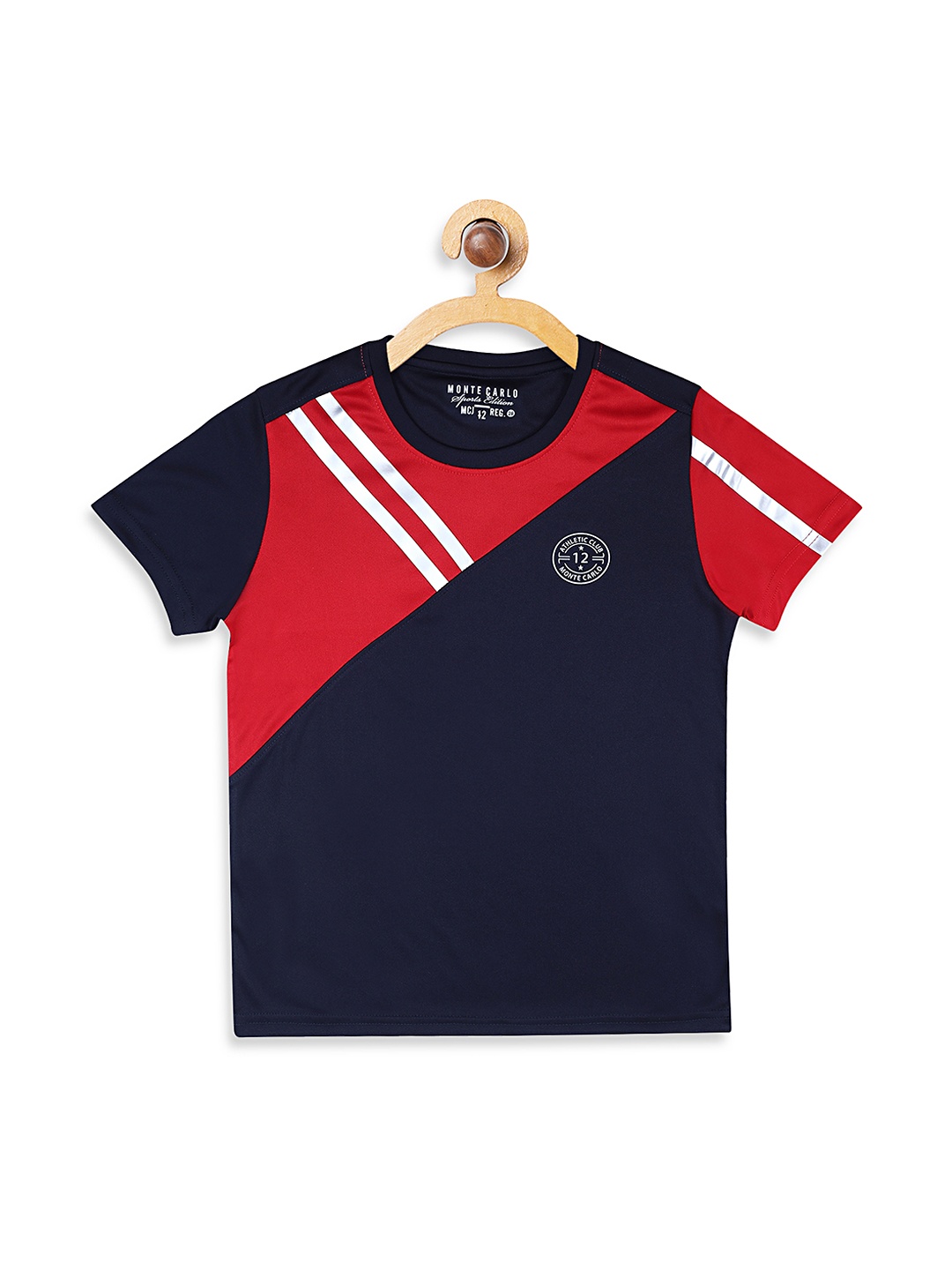 

Monte Carlo Boys Navy Blue & Red Colourblocked Round Neck T-shirt