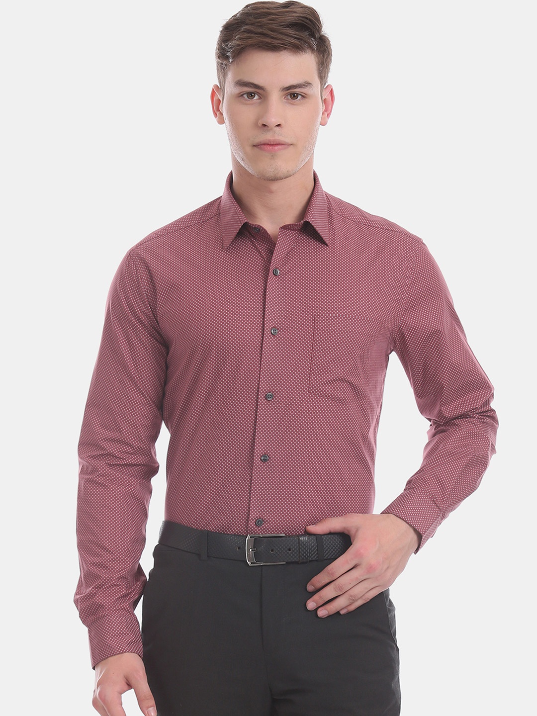 

Arrow Men Red Slim Fit Printed Casual Shirt