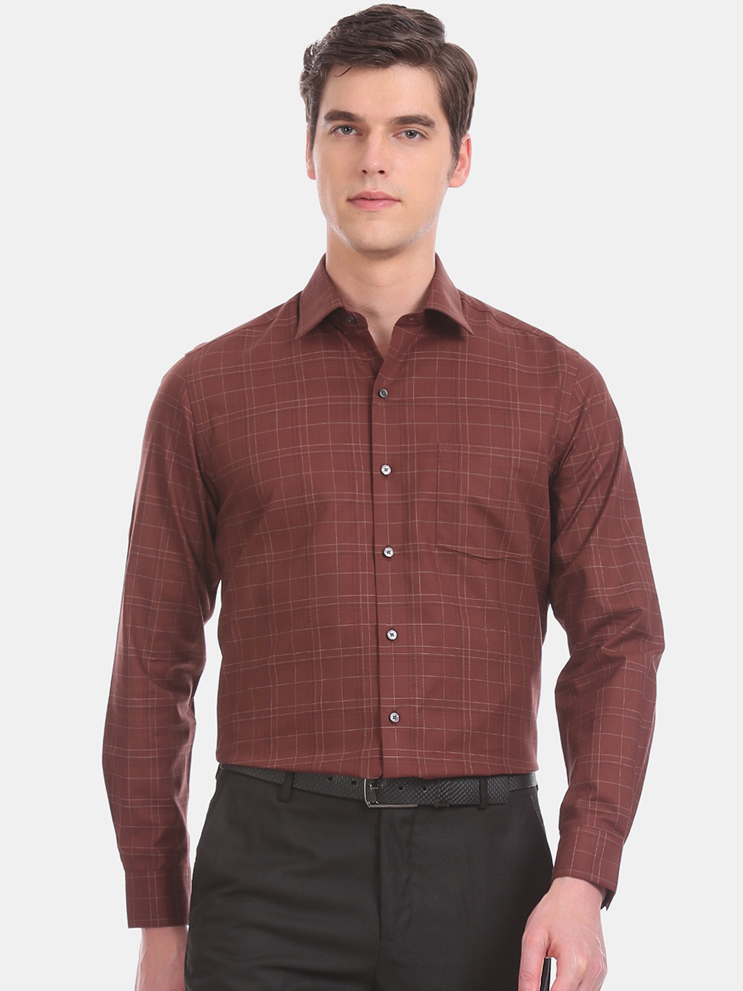 

Arrow Men Brown Slim Fit Checked Formal Shirt