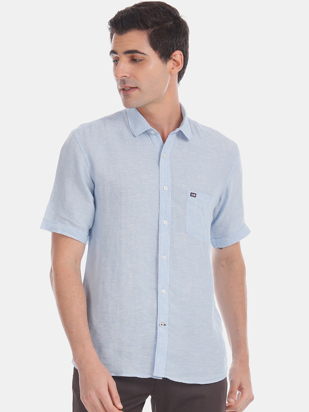 

Arrow Sport Men Blue Regular Fit Solid Linen Casual Shirt