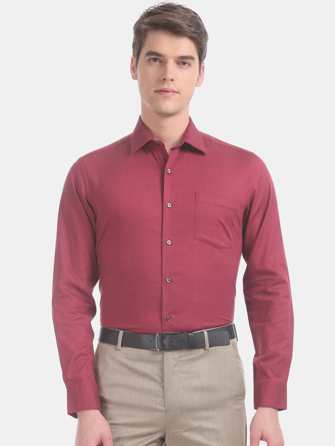 

Arrow Men Red Slim Fit Printed Formal Shirt