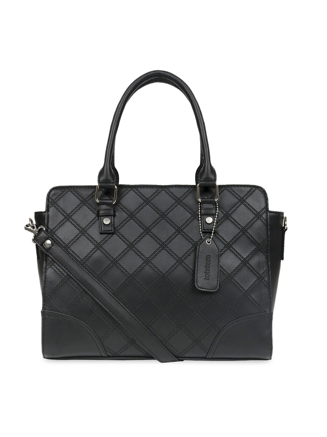 

Toteteca Black Self Design Handheld Bag
