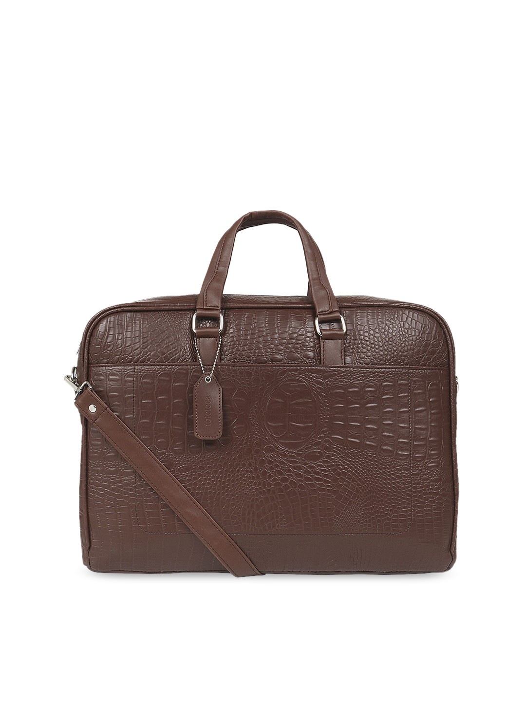

Toteteca Unisex Brown Croco-Skin Textured Laptop Bag