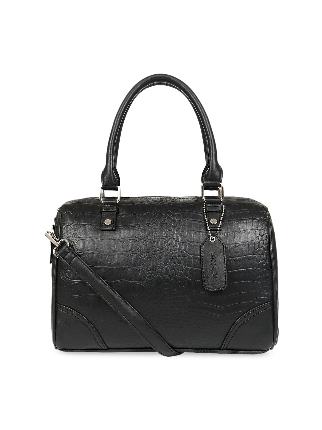 

Toteteca Women Black Textured Handheld Bag