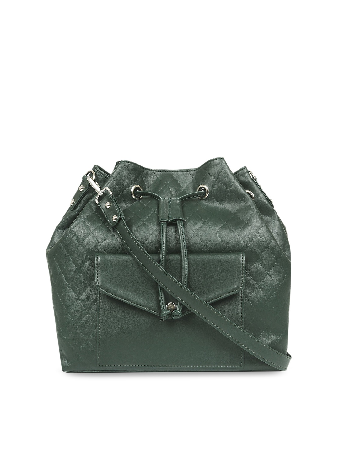 

Toteteca Green Solid Quilted Sling Bag