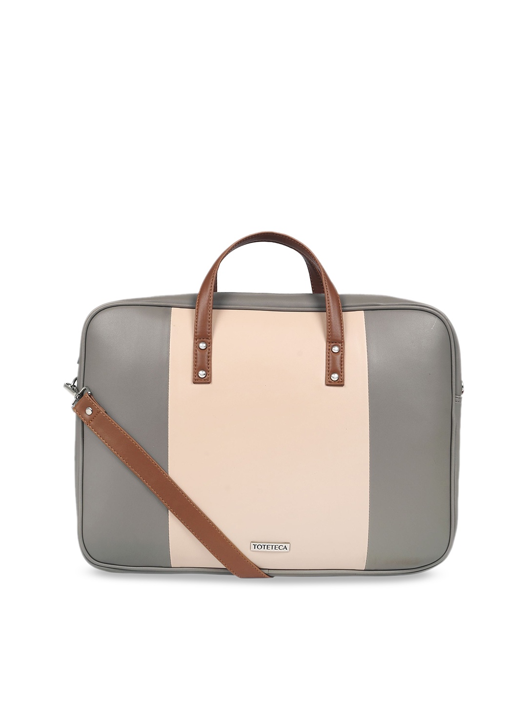 

Toteteca Women Pink & Grey Colourblocked Laptop Bag