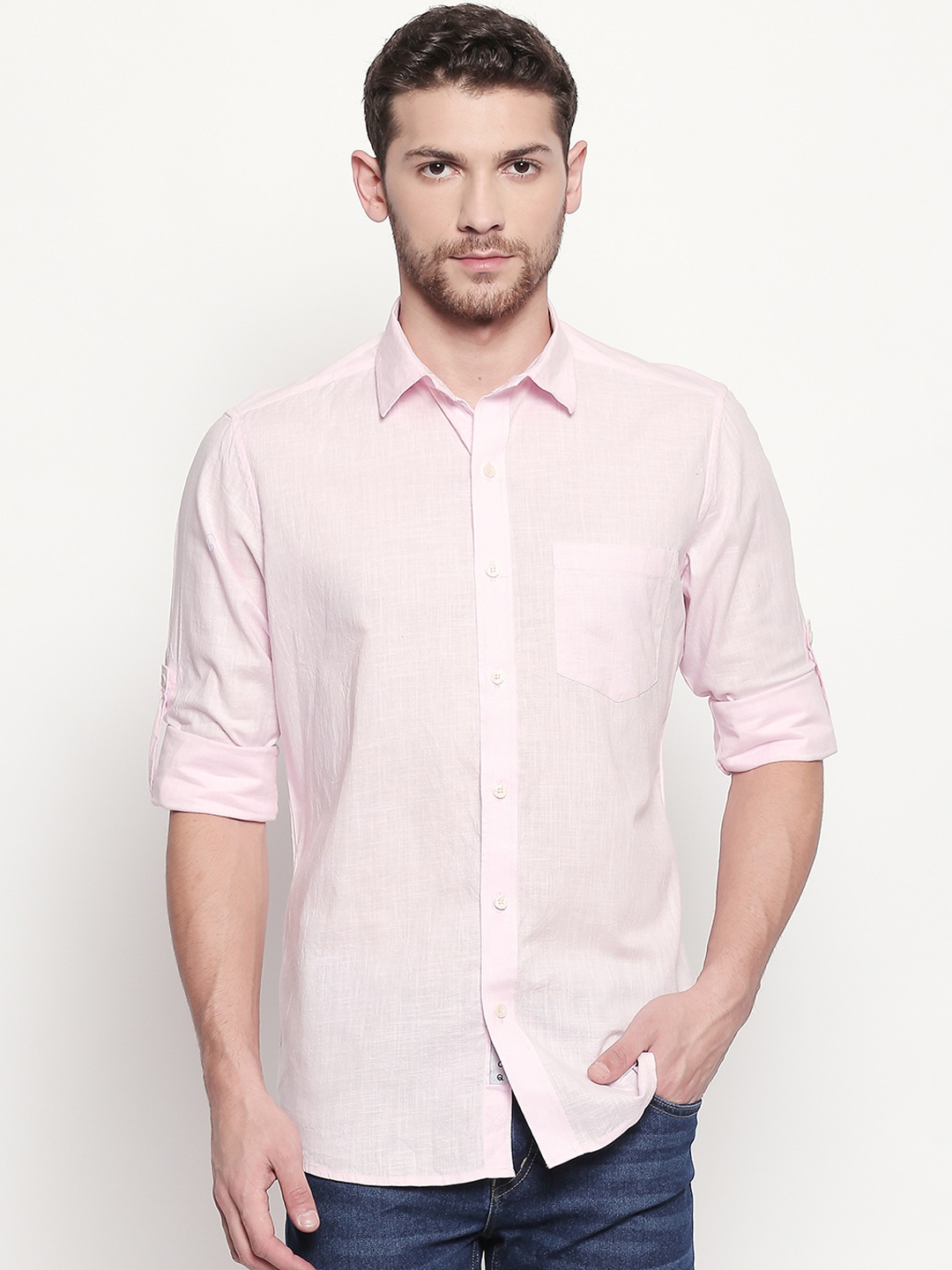 

EVOQ Men Pink Comfort Regular Fit Solid Casual Shirt