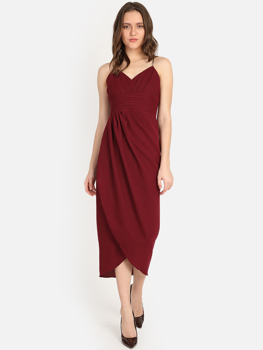 

COVER STORY Women Red Solid Fit and Flare Dress