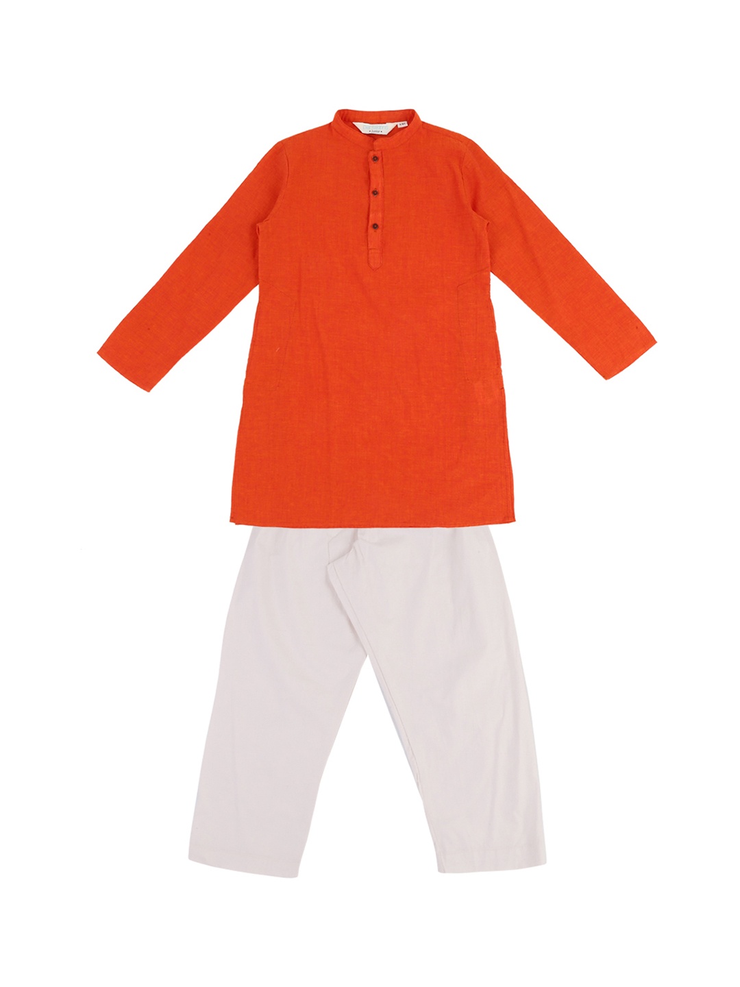 

Pantaloons Junior Boys Orange & White Solid Kurta with Pyjamas