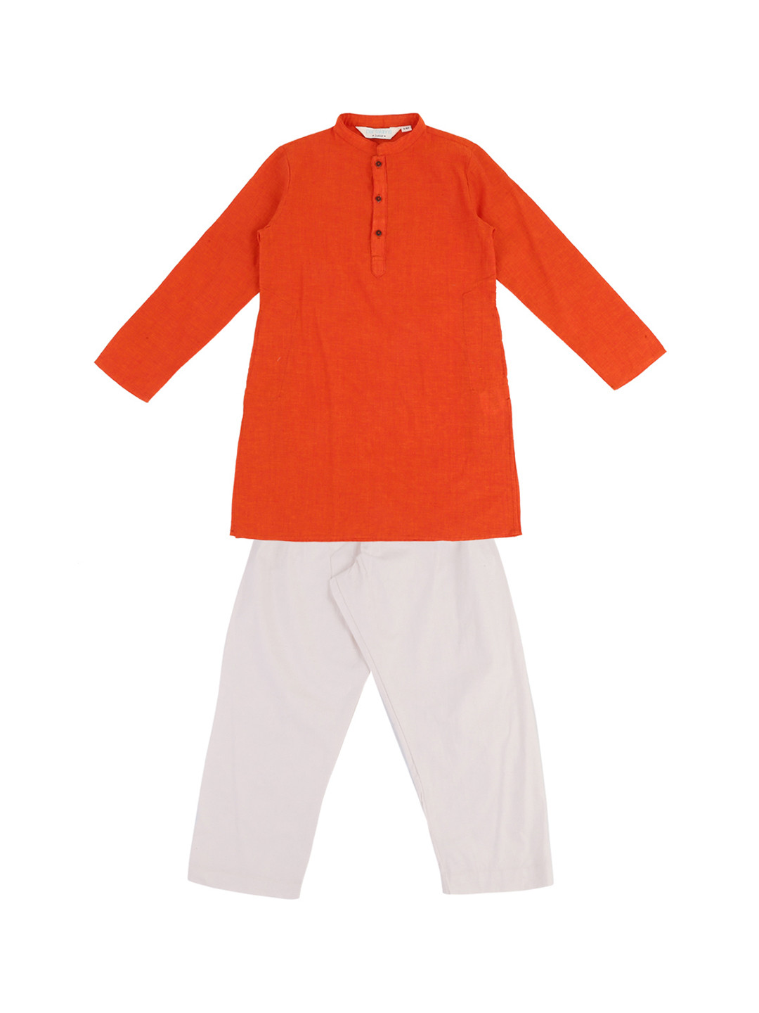 

Pantaloons Junior Boys Orange & White Solid Kurta with Pyjamas