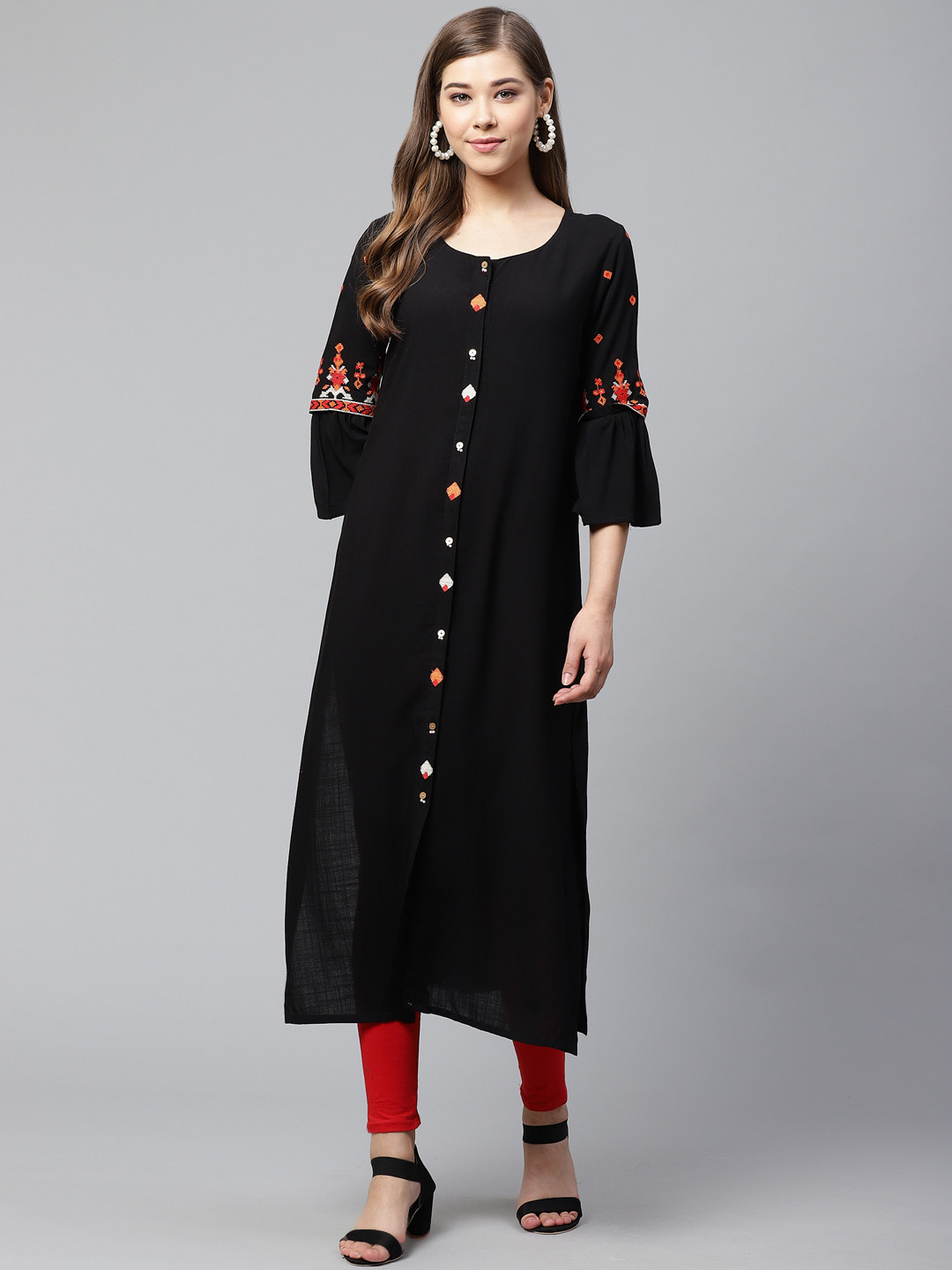 

Cayman Women Black Solid Straight Kurta