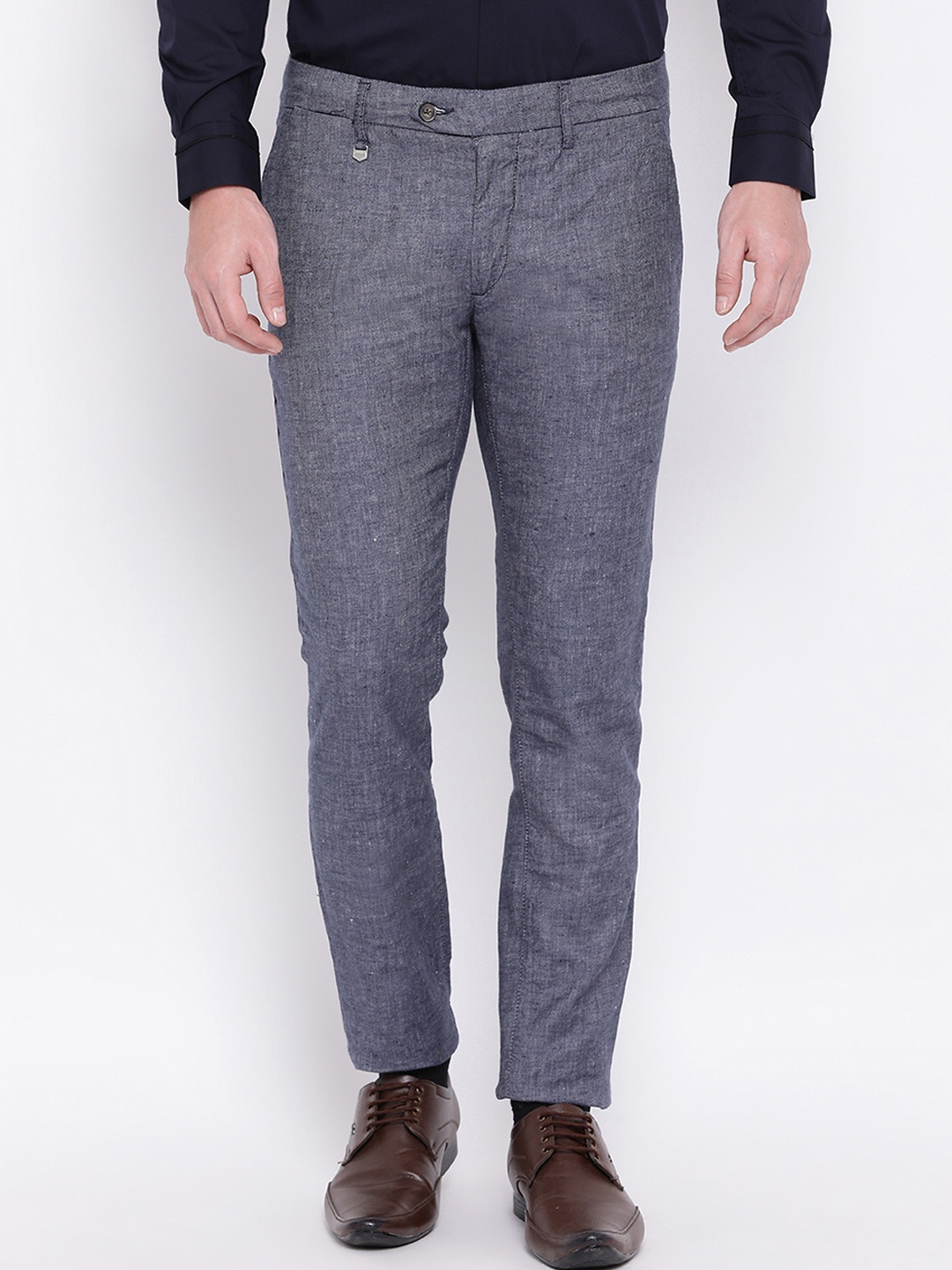 

Antony Morato Men Blue Regular Fit Solid Formal Trousers