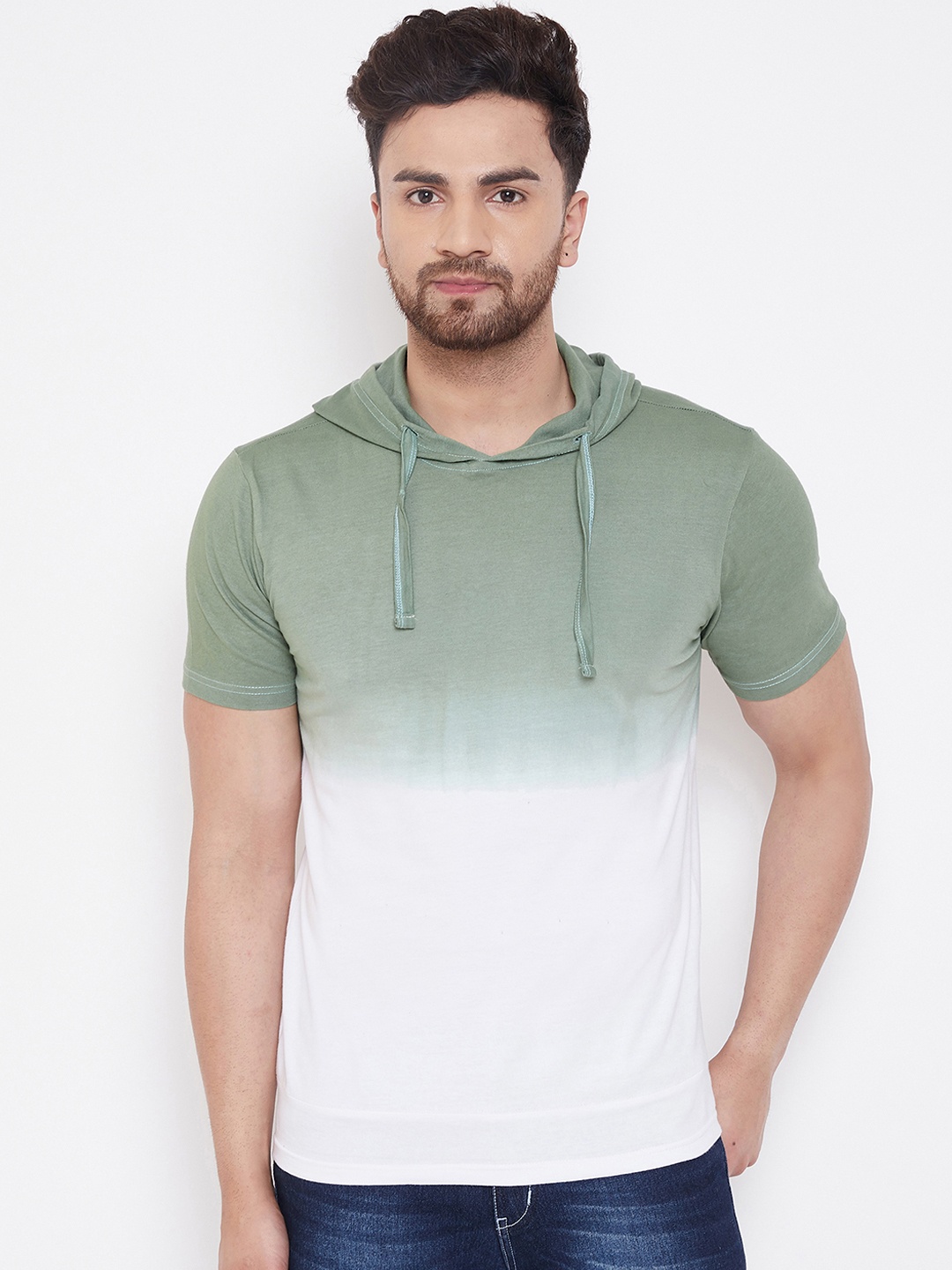

GRITSTONES Men White Colourblocked Hood T-shirt