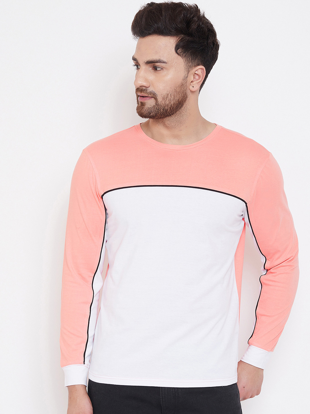 

GRITSTONES Men Pink Colourblocked Round Neck T-shirt