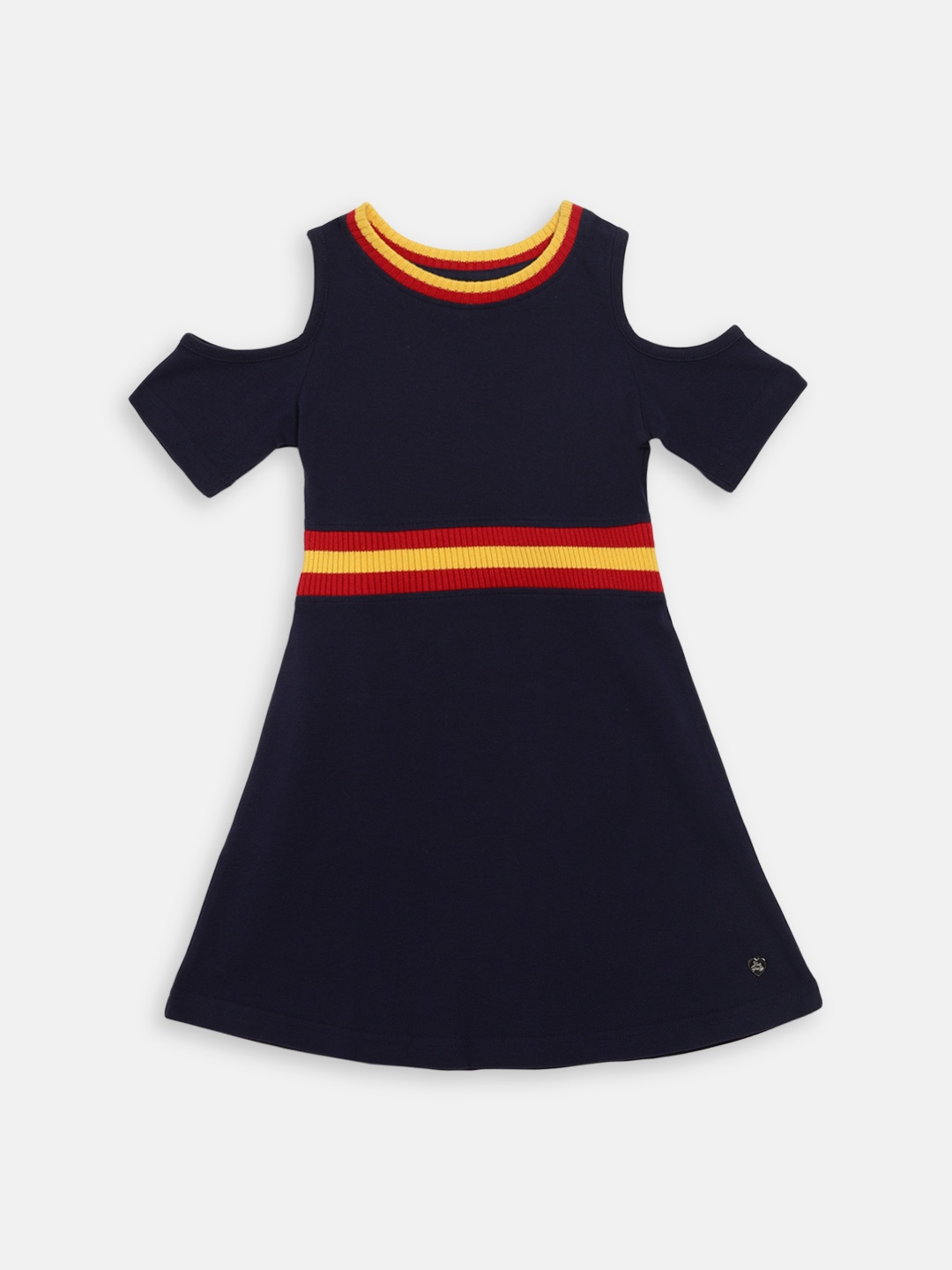 

Blue Giraffe Girls Navy Blue Solid Knitted Fit and Flare Dress