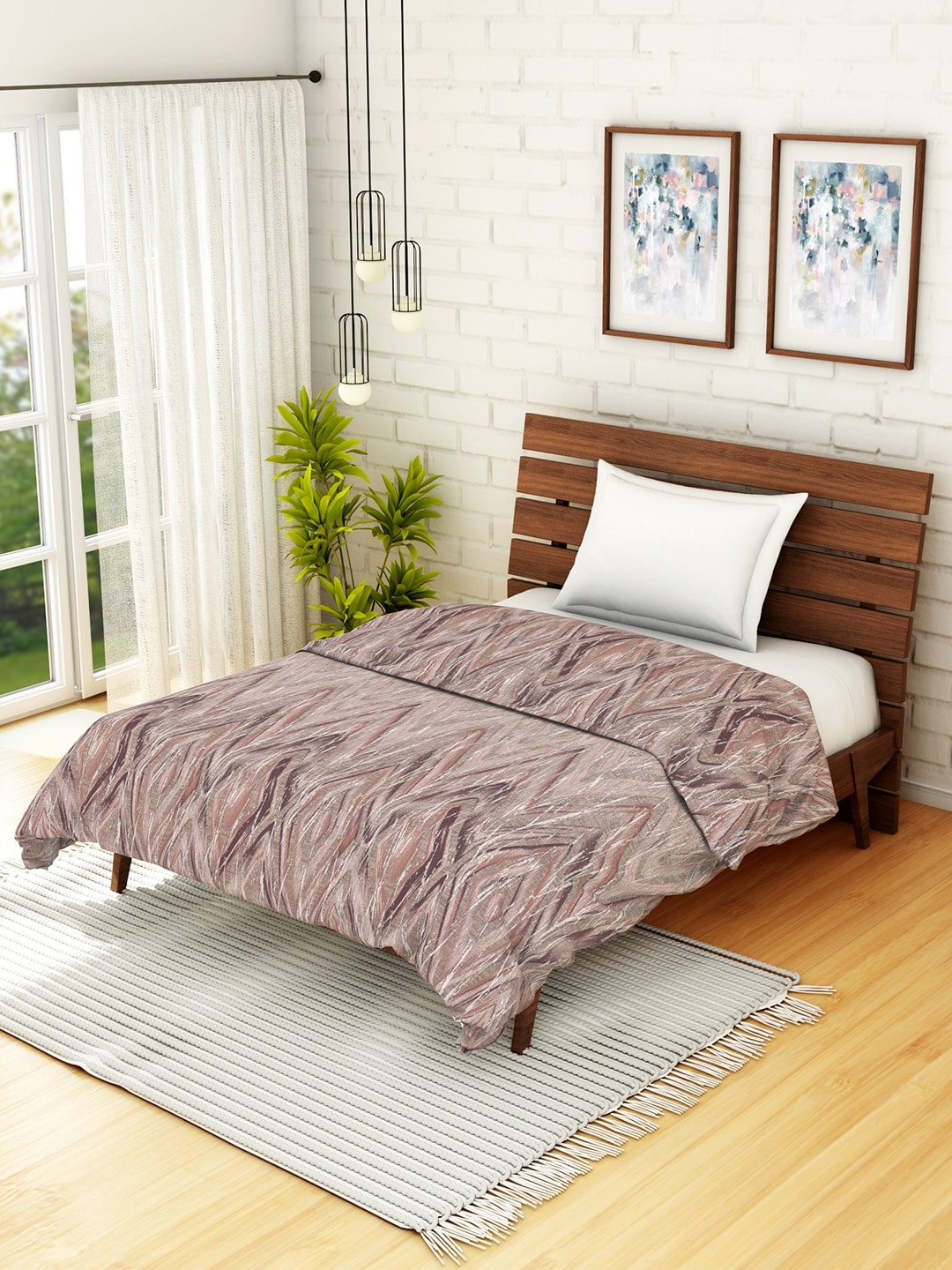 

SPACES Mauve Geometric AC Room 235 GSM Single Bed Dohar