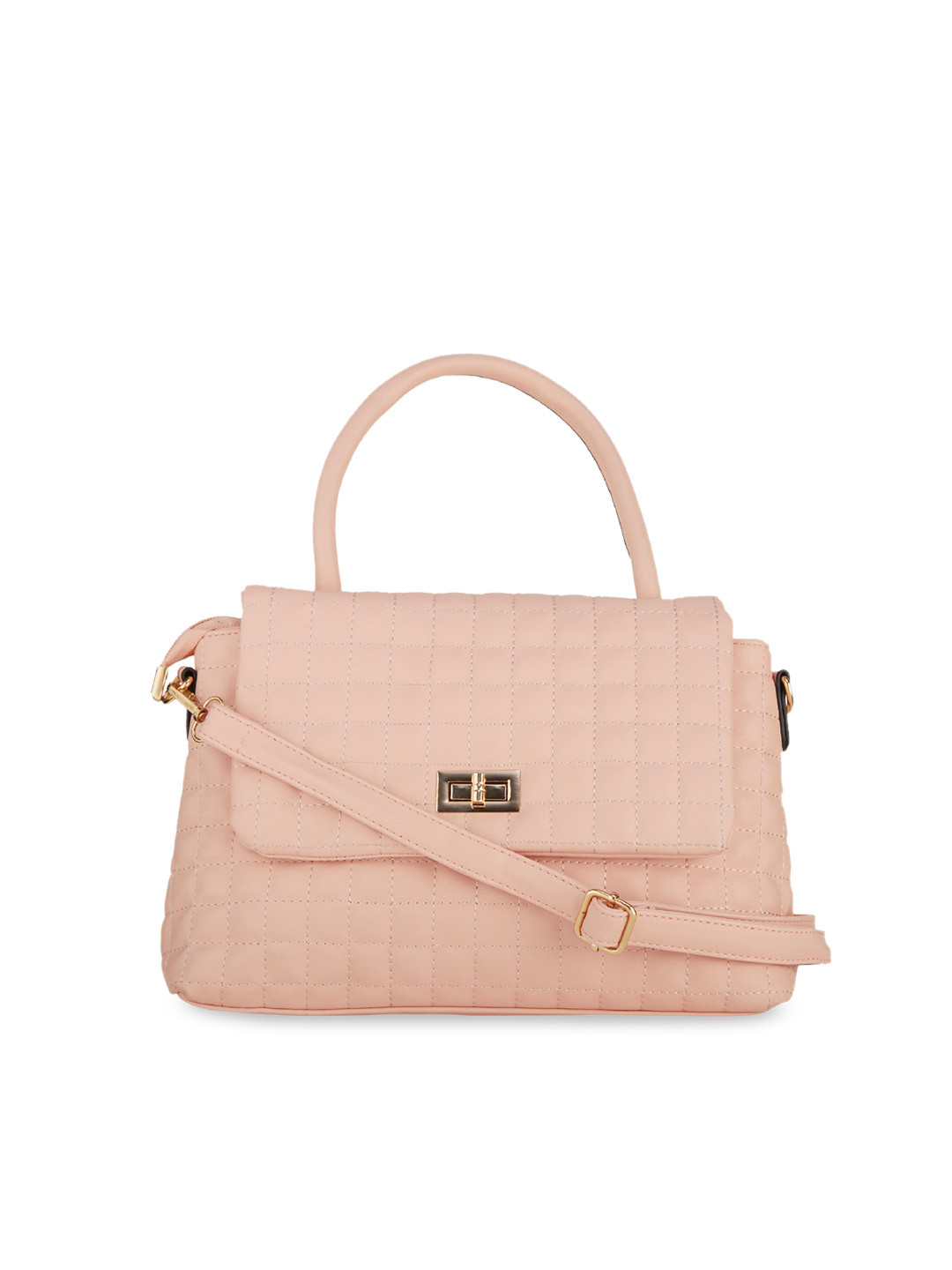 

LEGAL BRIBE Pink Solid Quilted Handheld Bag