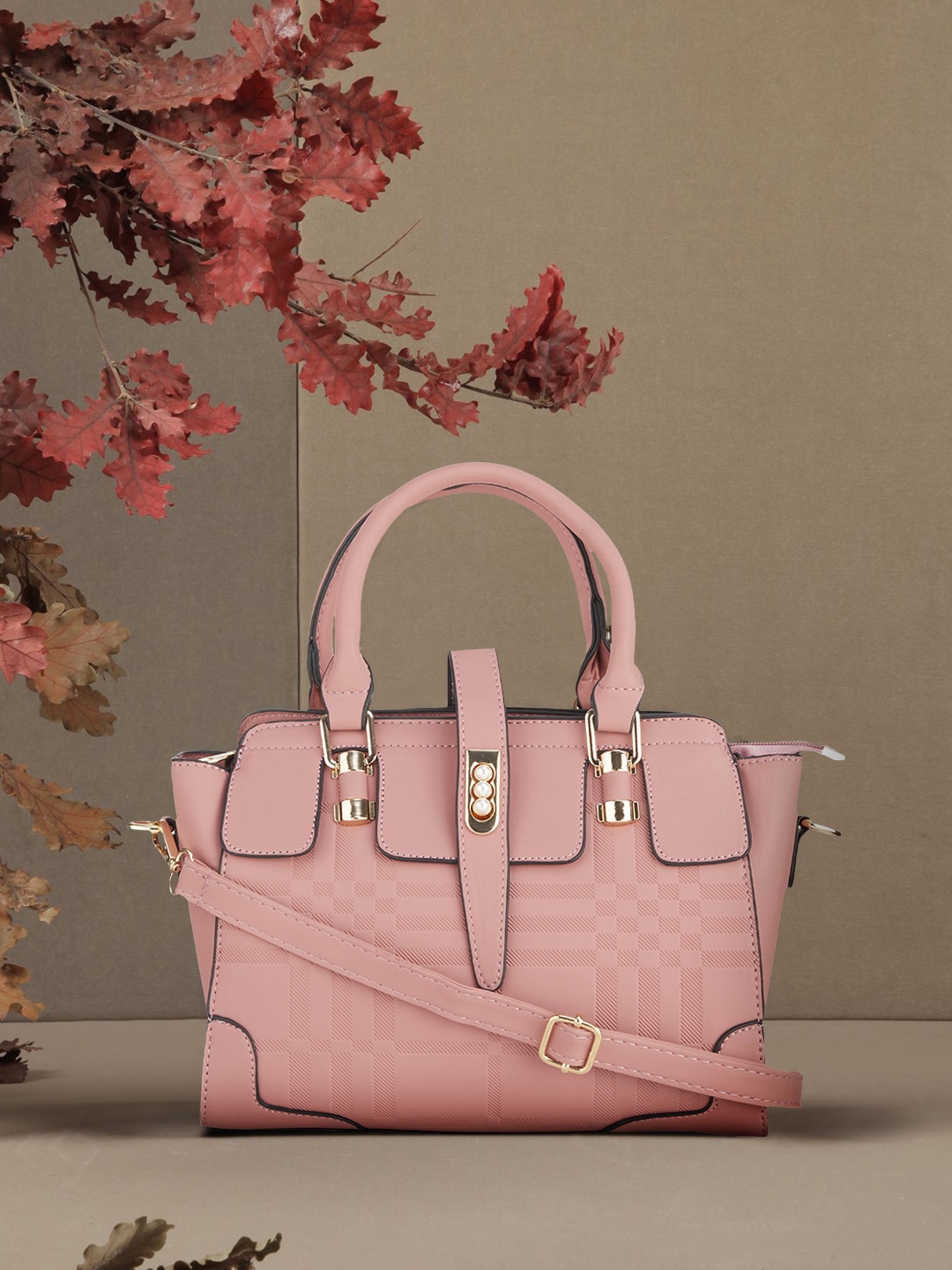 

LEGAL BRIBE Pink Textured Handbag
