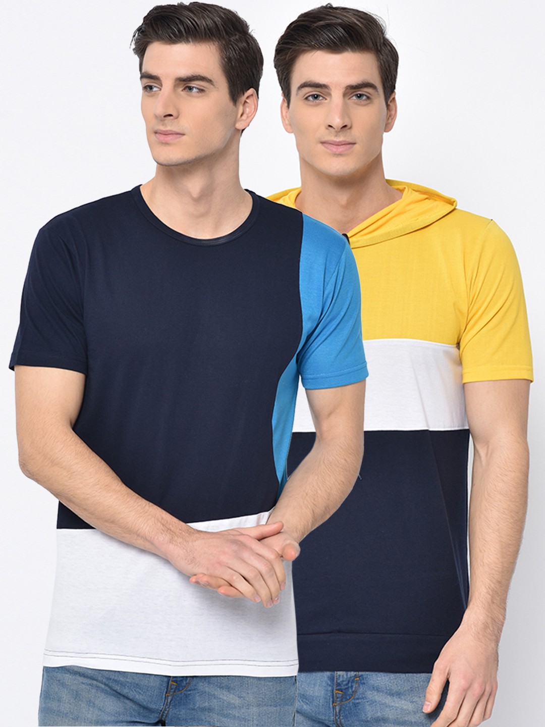

VIMAL JONNEY Men Pack of 2 Colourblocked T-shirts, Multi