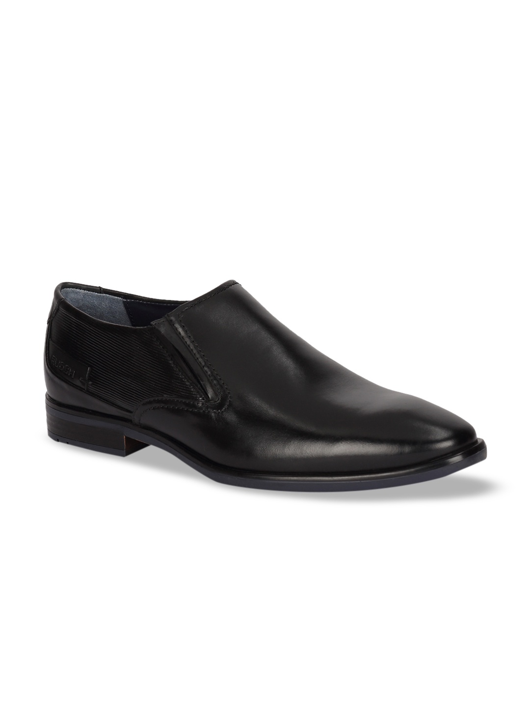 

Ruosh Men Black Solid Leather Formal Slip-On Shoes