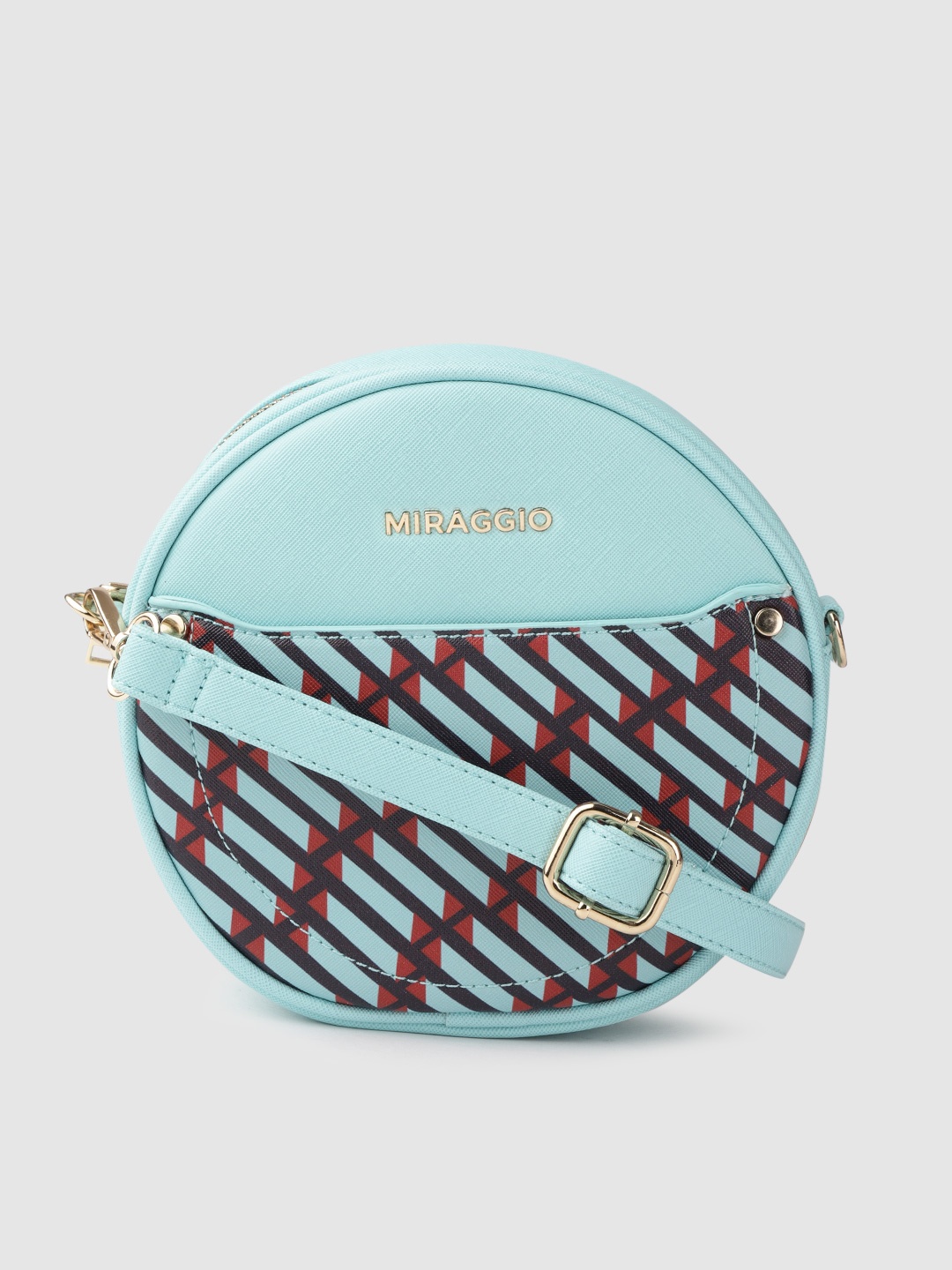 

MIRAGGIO Blue & Black Geometric Print Sling Bag