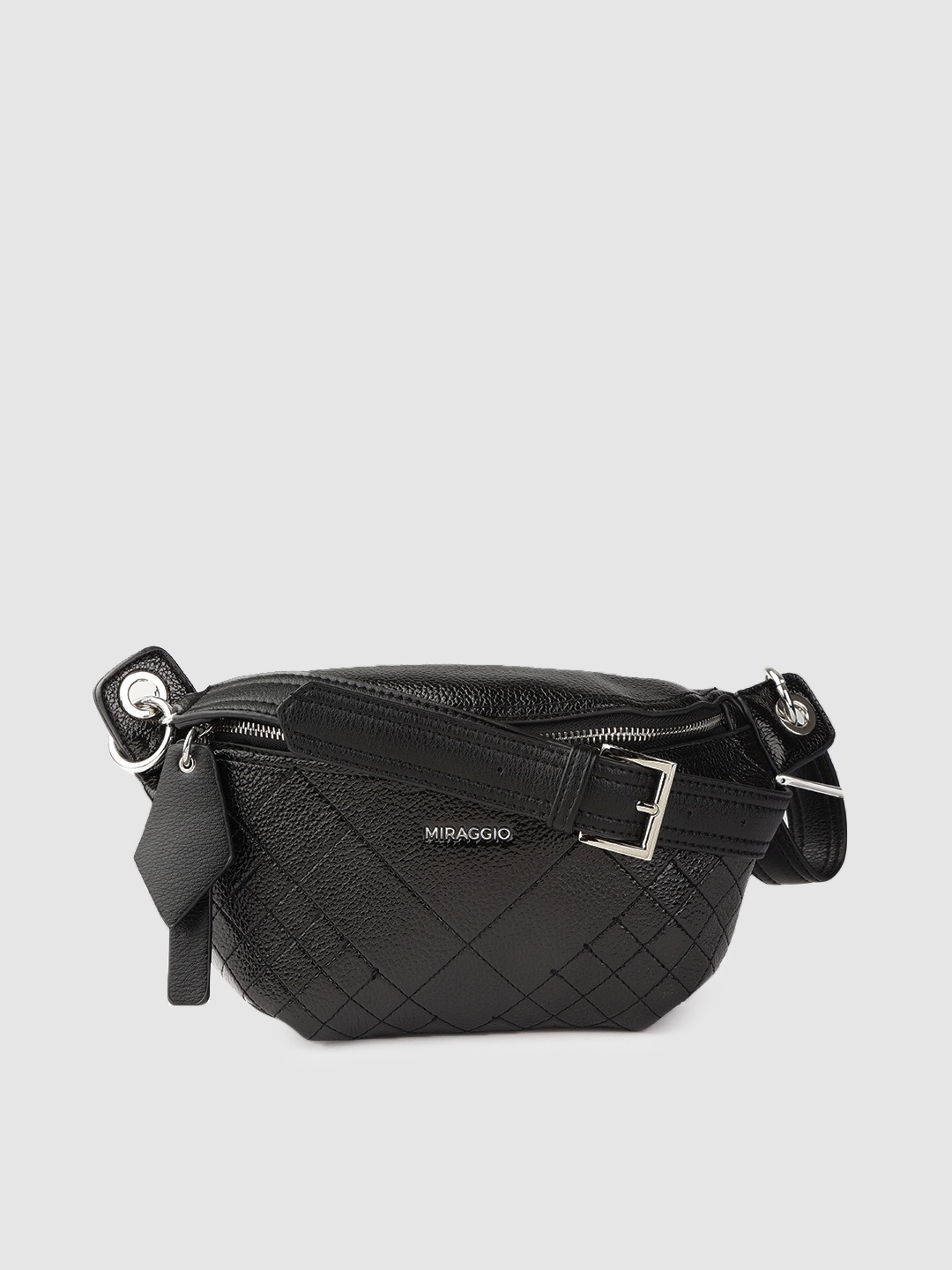 

Miraggio Women Black Textured Crossbody Fanny Pack