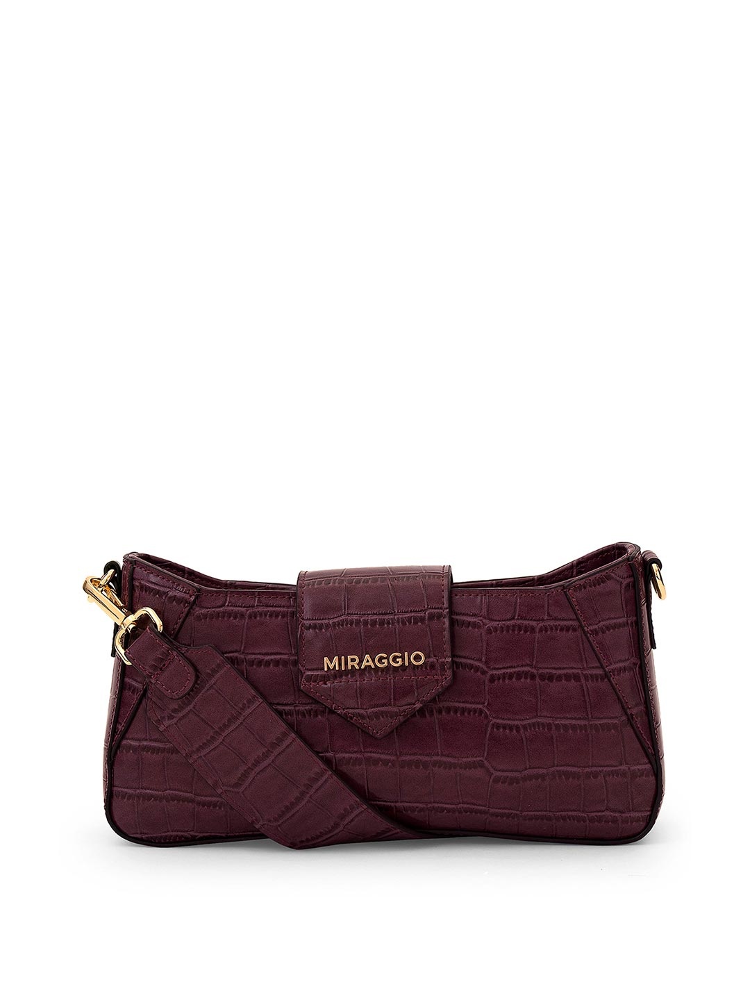 

MIRAGGIO Isabella Wine Shoulder Bag with Detachable Sling, Burgundy