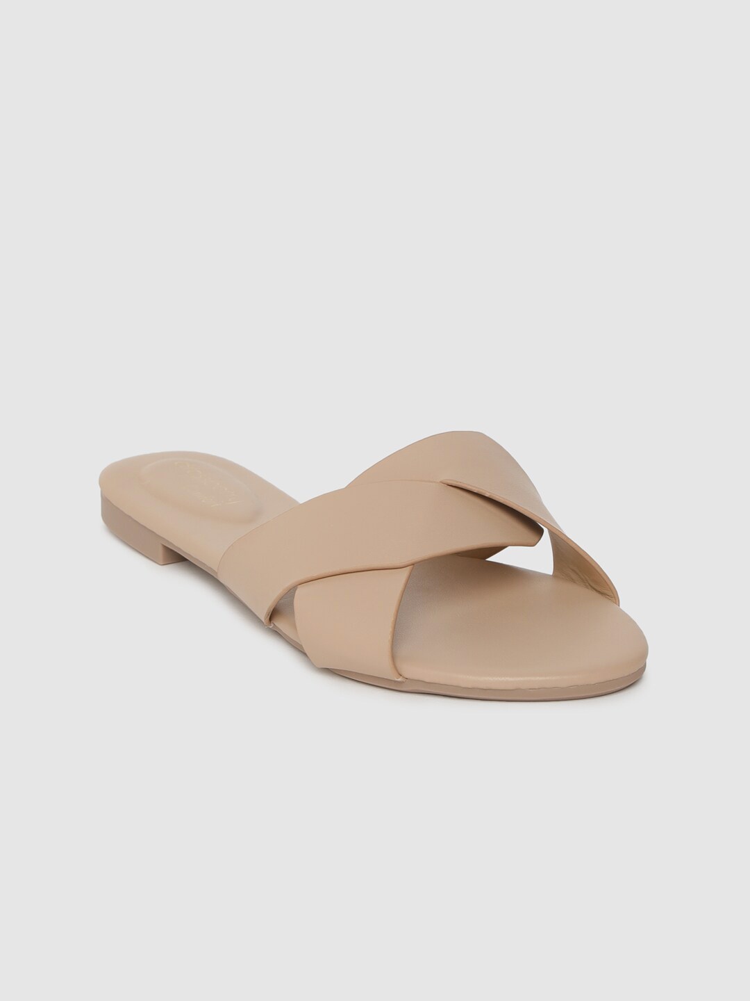 

DressBerry Women Beige Solid Open Toe Flats
