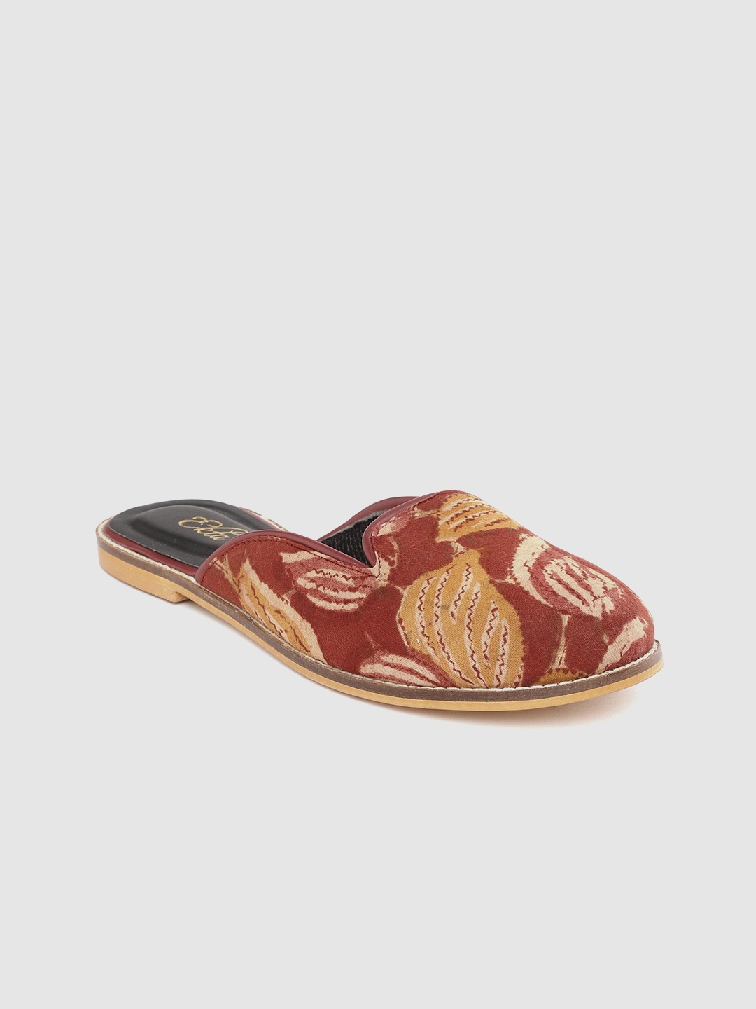 

Ekta Women Rust Red & Beige Kalamkari Printed Handcrafted Mules