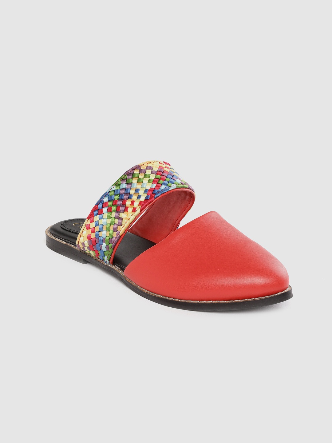 

Ekta Women Rust Red Handcrafted Mules With Basketweave Detail