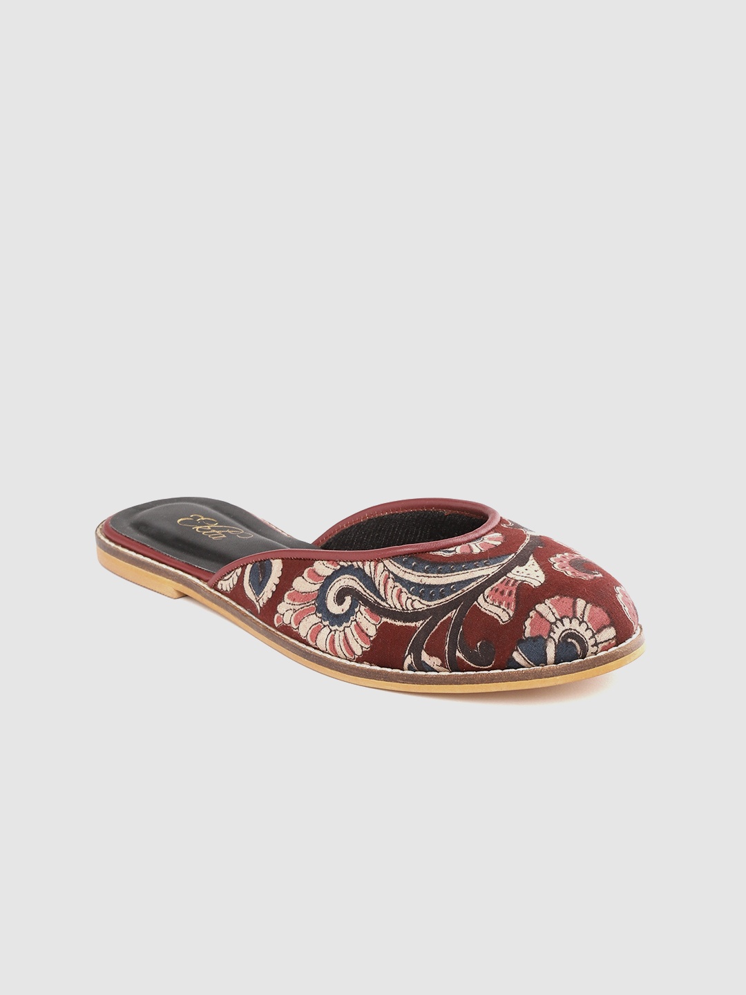 

Ekta Women Maroon & Off-White Kalamkari Floral Printed Handcrafted Mules