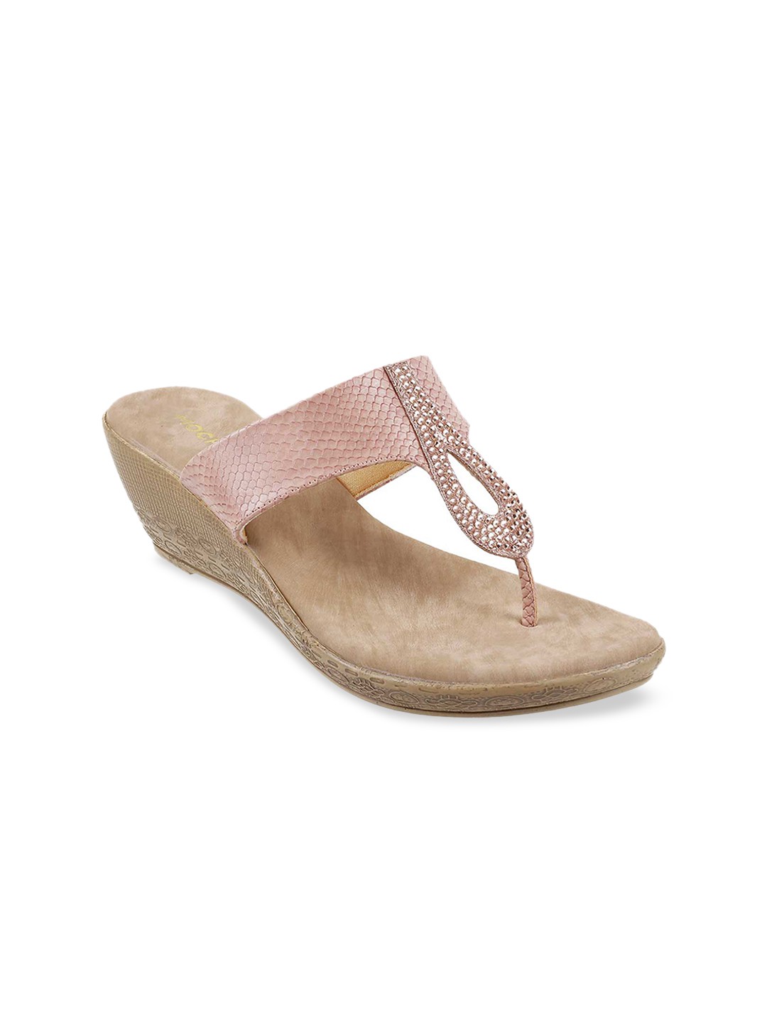 

Mochi Women Beige Embellished Wedge Heels