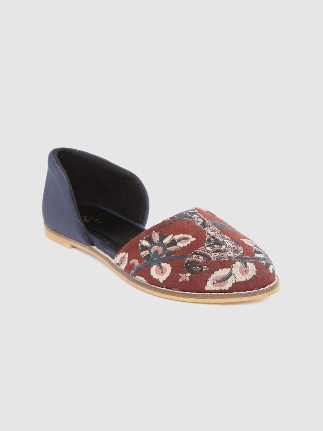 

Ekta Women Maroon & Beige Blossom Kalamkari Print Handcrafted Ballerinas