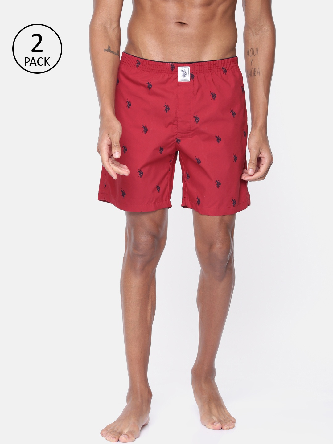 

U.S. Polo Assn. Men Pack of 2 Red Printed Boxers