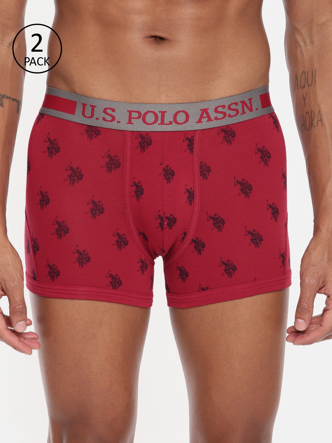 

U.S. Polo Assn. Men Pack of 2 Red & Black Printed Trunks
