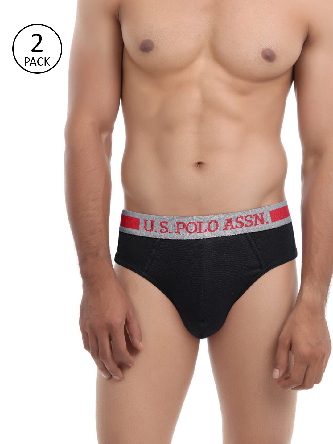 

U.S. Polo Assn. Men Pack of 2 Black Solid Hip Briefs 2278713