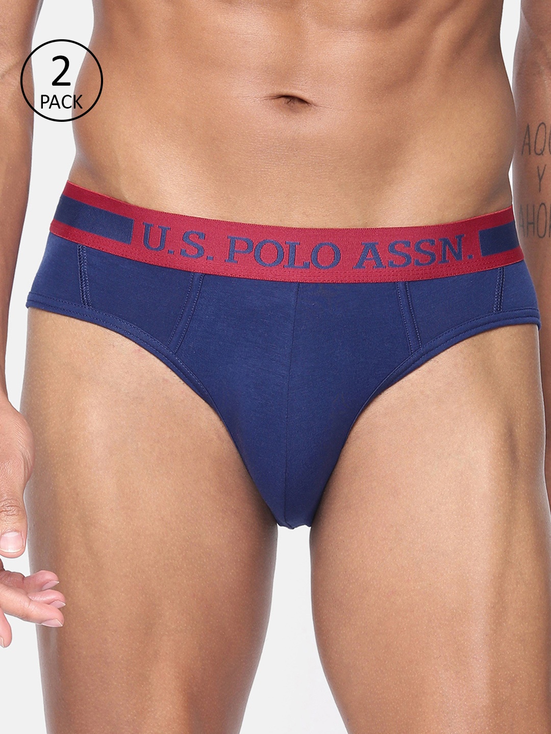 

U.S. Polo Assn. Men Pack of 2 Blue Solid Briefs 10248051