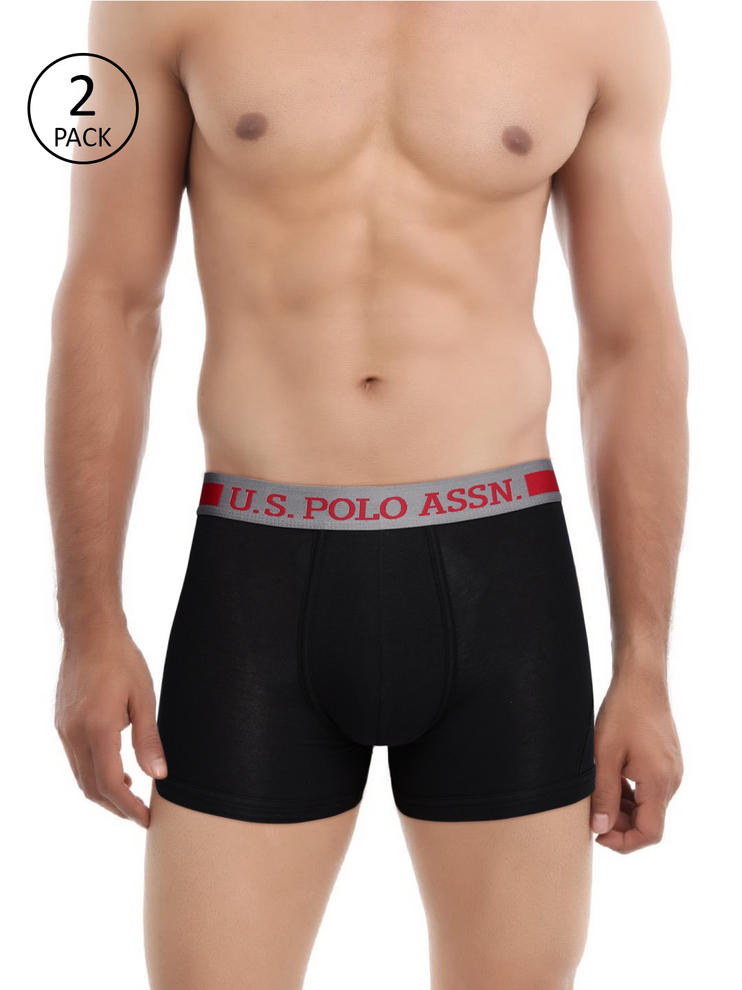 

U.S. Polo Assn. Men Pack of 2 Black Solid Classic Trunks 2278769