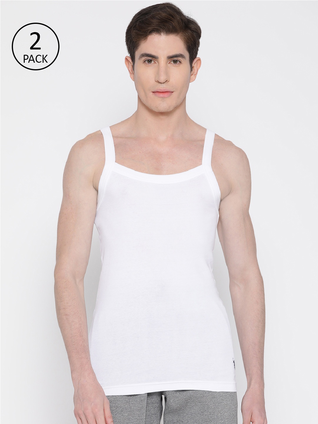

U.S. Polo Assn. Men Pack of 2 White Solid Innerwear Vest 10861864