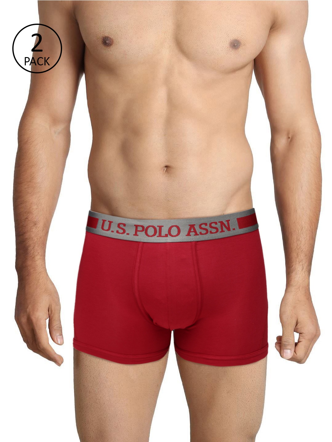 

U.S. Polo Assn. Men Pack Of 2 Red Solid Trunks