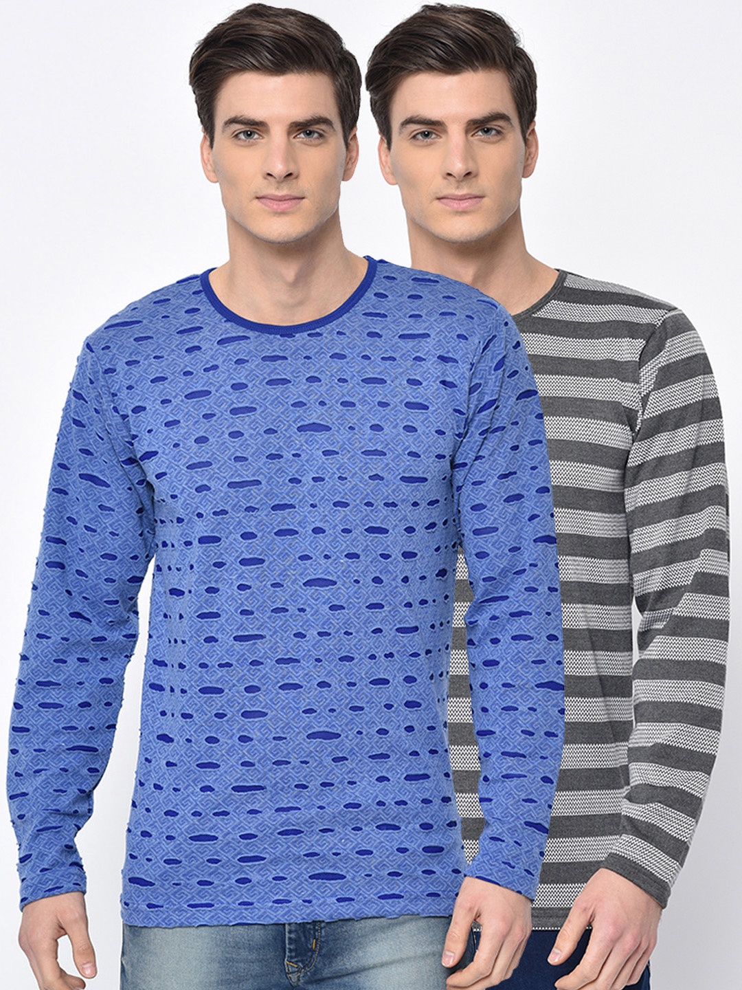 

VIMAL JONNEY Men Pack of 2 Round Neck T-shirts, Blue