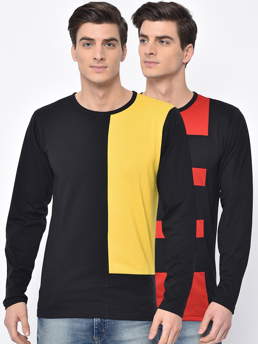 

VIMAL JONNEY Men Pack Of 2 Round Neck T-shirts, Black