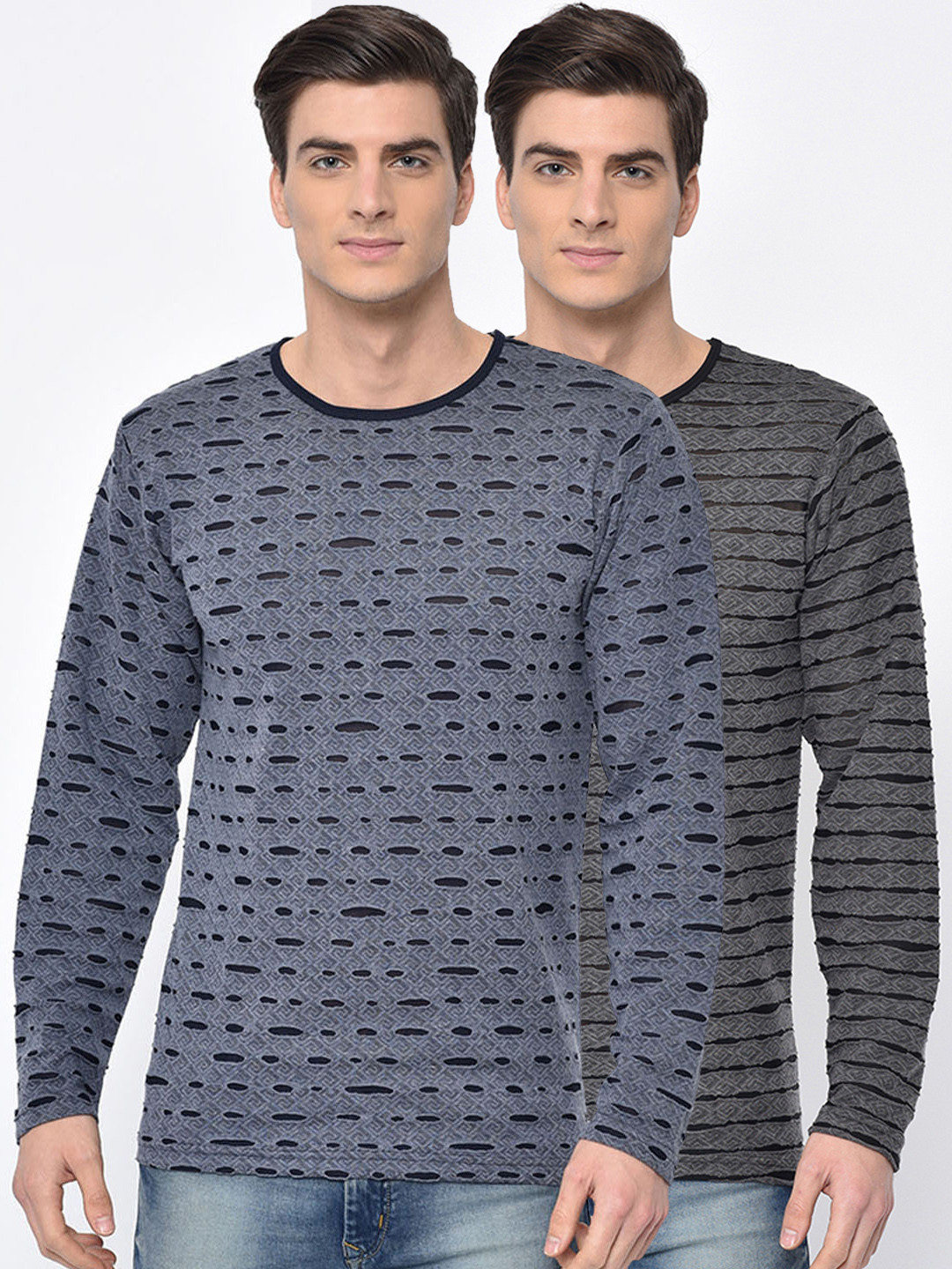 

VIMAL JONNEY Men Pack of 2 Round Neck T-shirts, Navy blue