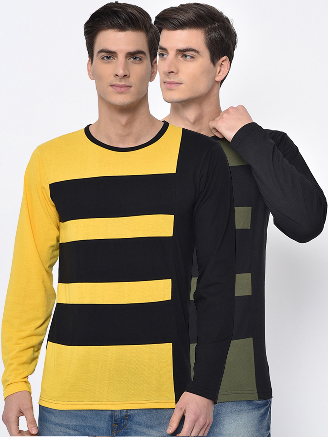 

VIMAL JONNEY Men Pack Of 2 Round Neck T-shirt, Multi