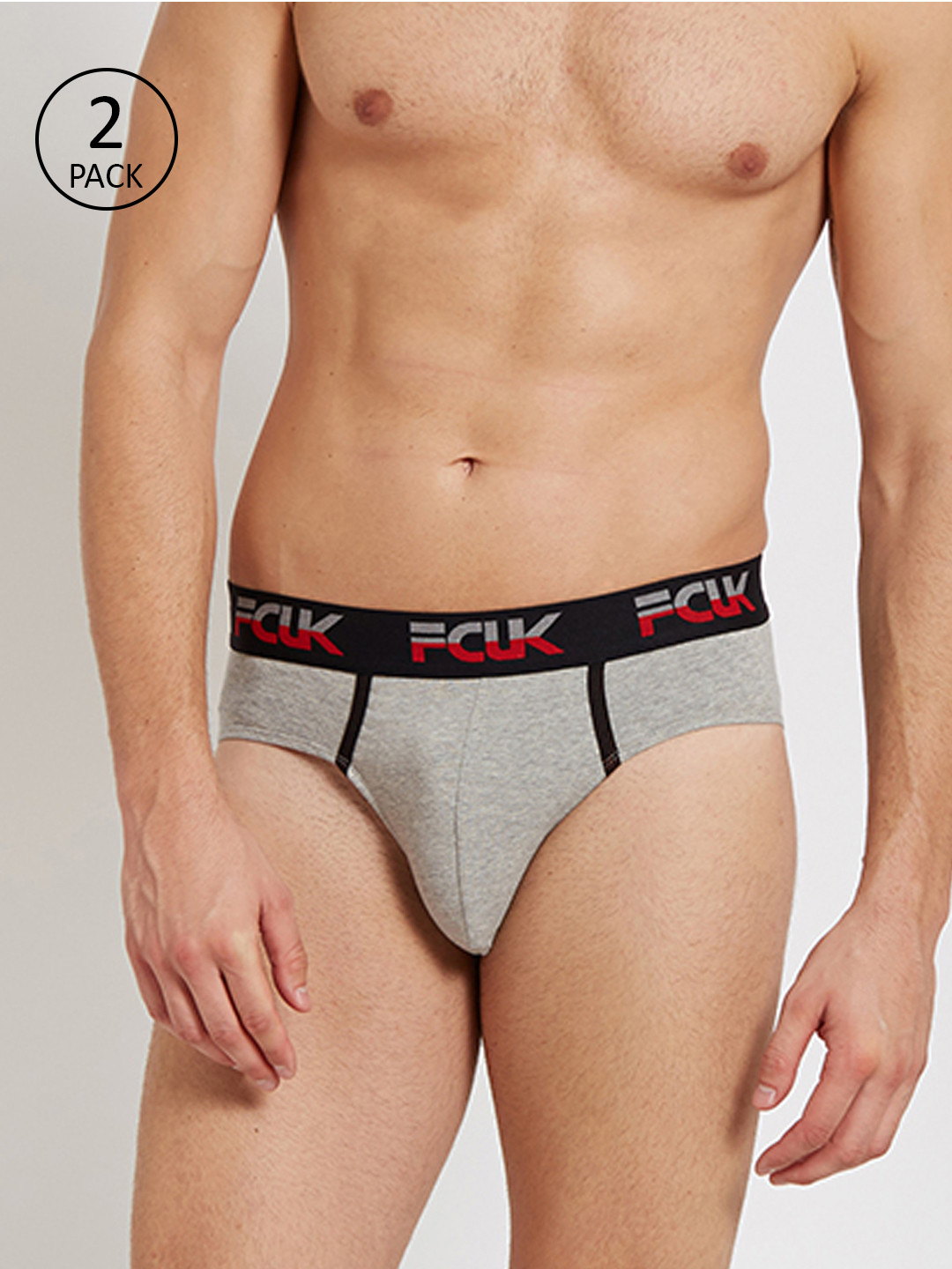 

FCUK Men Pack Of 2 Grey Active Low-Rise Briefs
