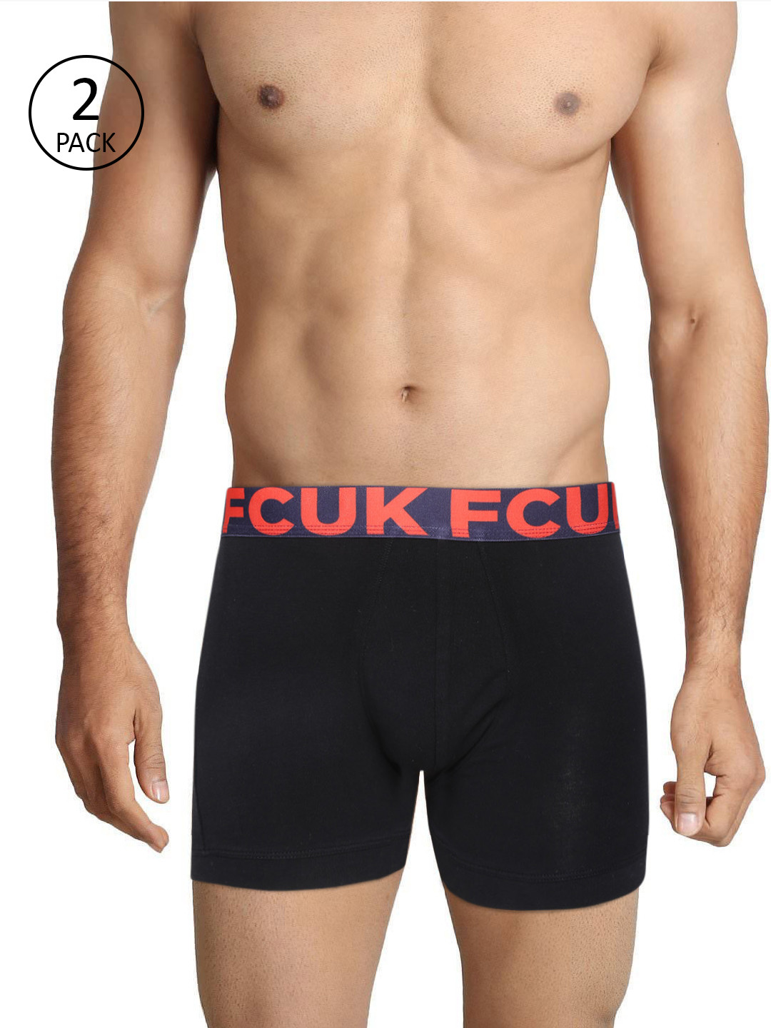 

FCUK Men Pack of 2 Black Solid Trunks 1626234