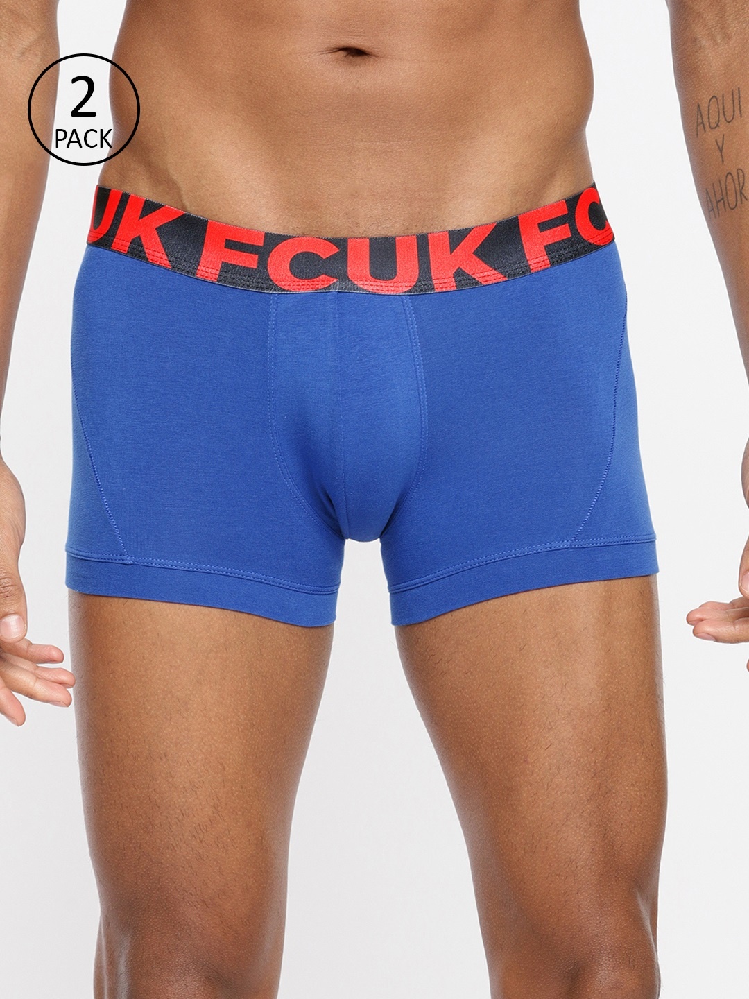 

FCUK Men Pack of 2 Blue Solid Trunks