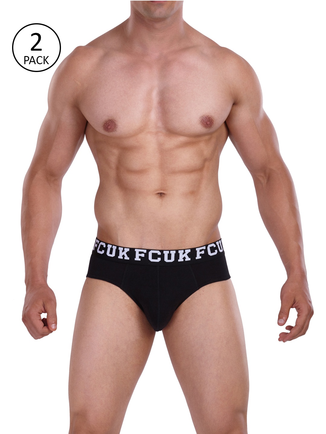 

FCUK Men Pack of 2 Black Solid Briefs CBR01