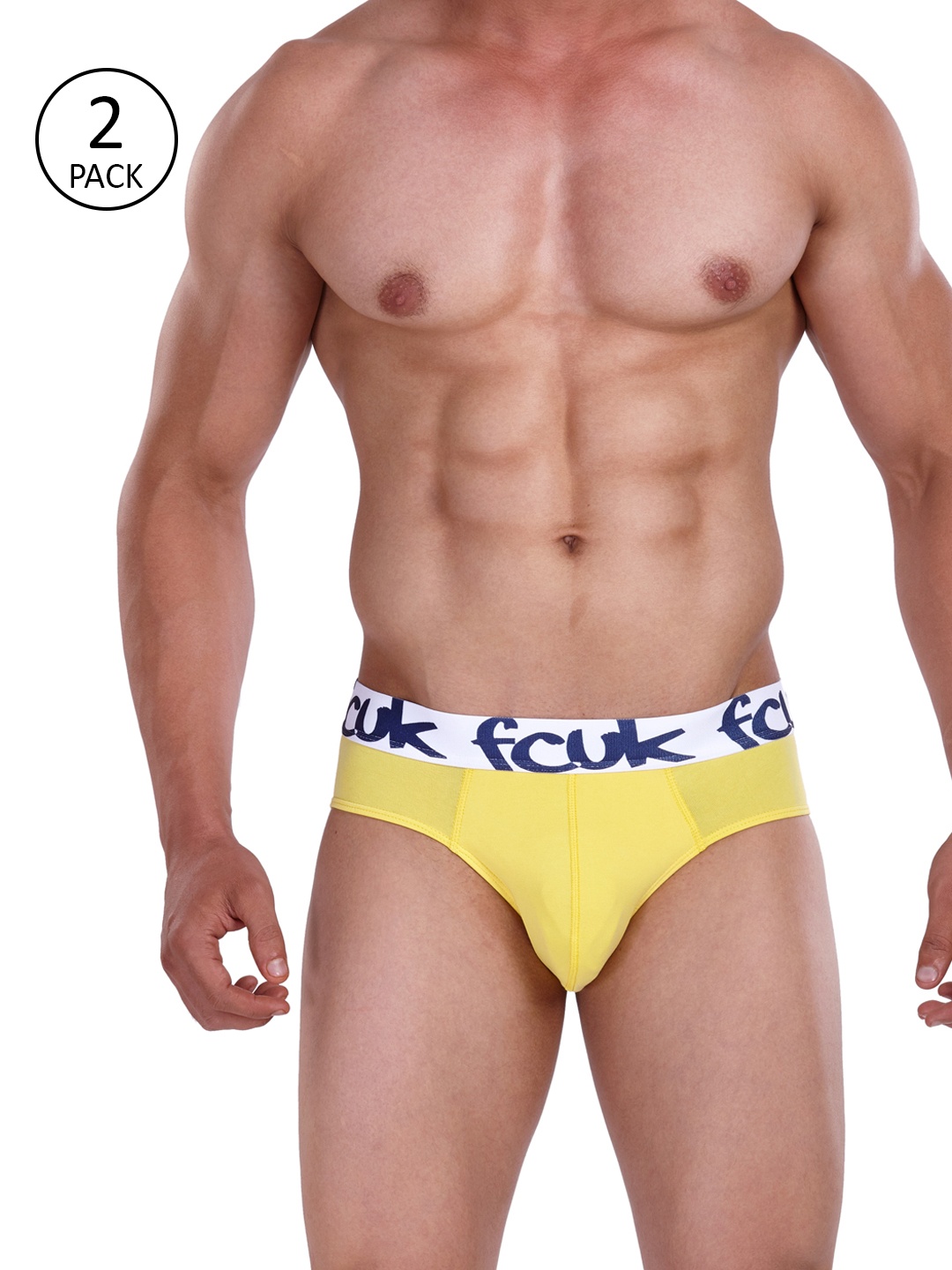 

FCUK Men Pack of 2 Yellow Solid Briefs