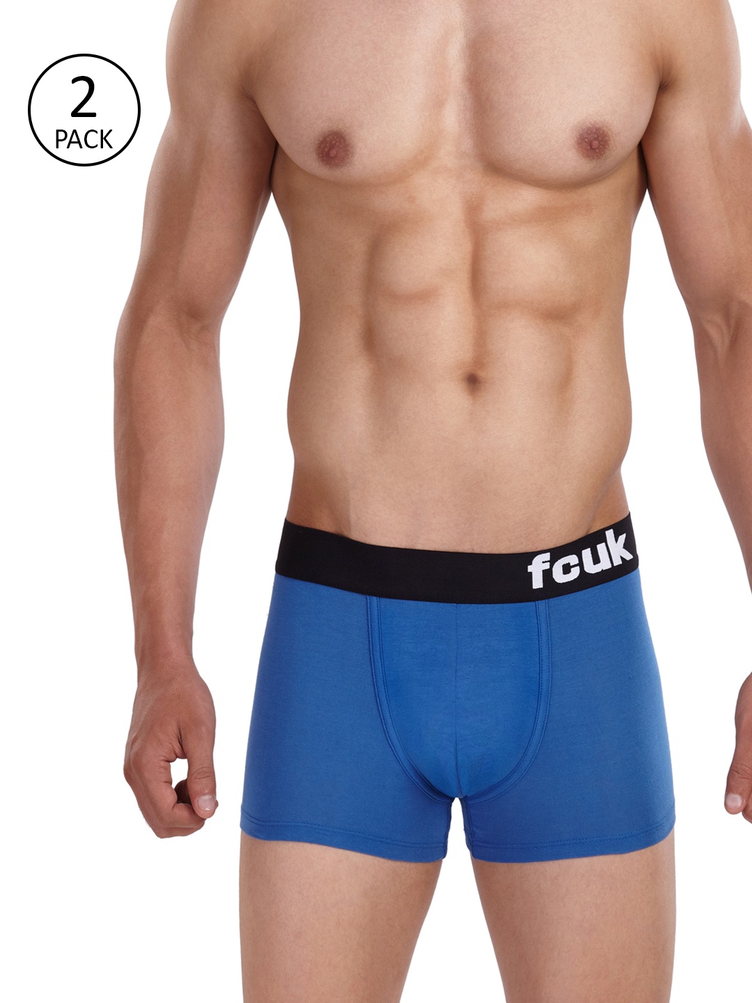 

FCUK Men Pack of 2 Blue Solid Trunks